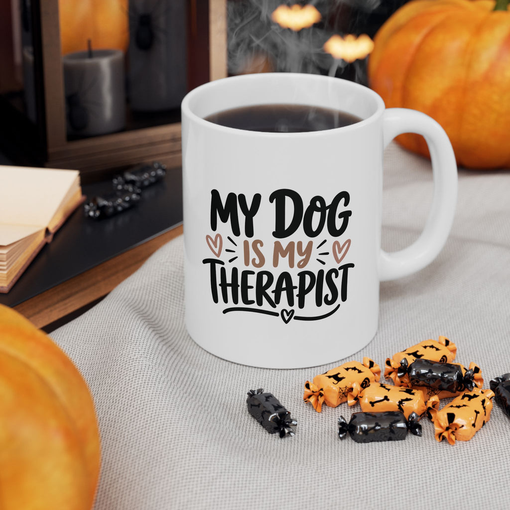 Dog Therapist mug | Ceramic Coffee Mug with Heart Illustration